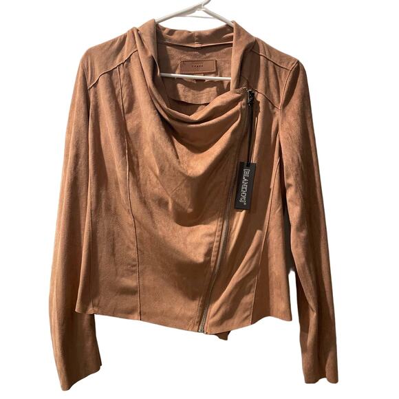 NWT Blank NYC Honeycomb Drape Front Faux Suede‎ Zip Up Jacket Womens Size Small - Picture 1 of 8